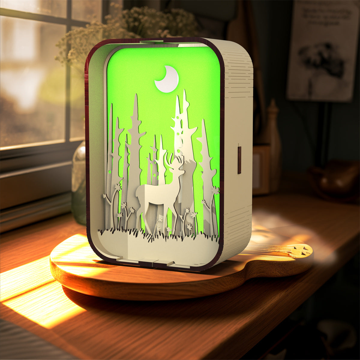 Woodcarving Minimalist Bedside Night Light – Creative Desktop Decoration Gift